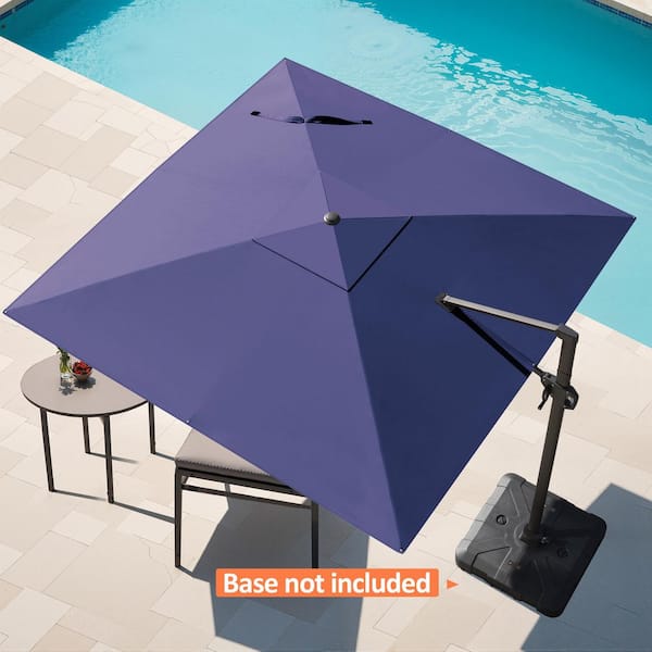 Pellebant 10 ft. x 10 ft. Aluminum Outdoor Parasol Offset Cantilever Tilt Rotational Patio Umbrella in Navy Blue with No Base