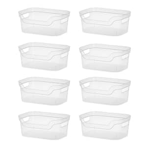 5.25 in. x 9.5 in. x 13 in. Clear Plastic Cube Storage Bin w/Carry Handles, 8-Pack