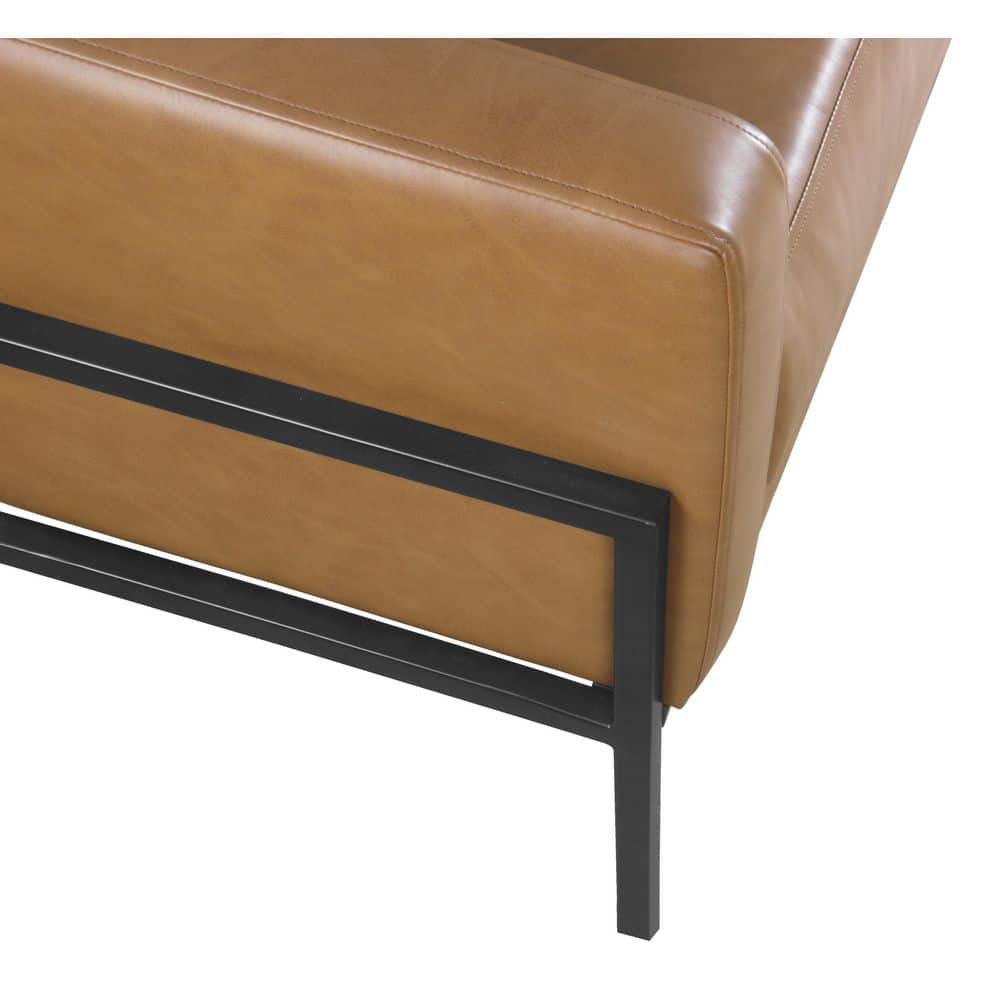 Modern Metal Frame Accent Chair Caramel Faux Leather - HomePop