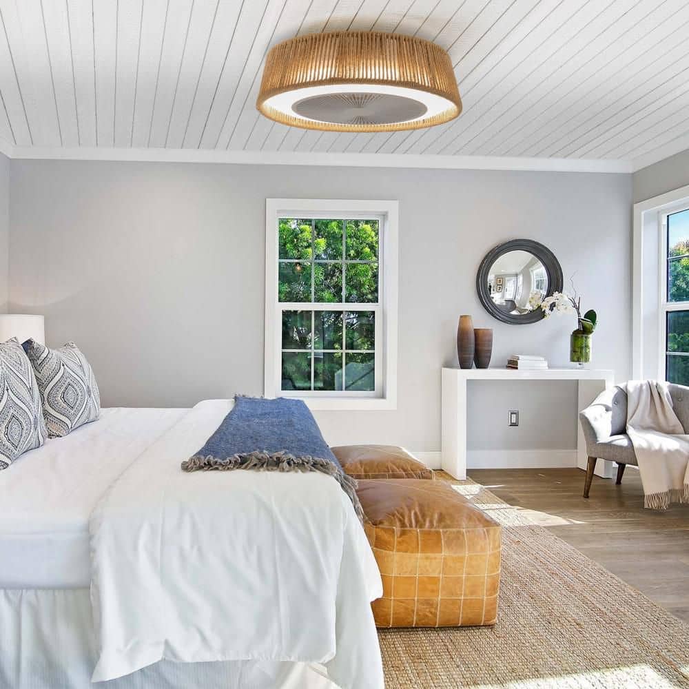 21 in. Smart White Indoor Flush Mount Standard Ceiling Fan with Bright White Integrated LED price history on PriceWatchPro