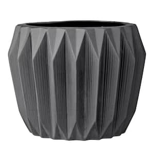 7.75 in. L x 7.75 in. W x 6 in. H 6 qts. Matte Gray Stone Fluted Decorative Pots