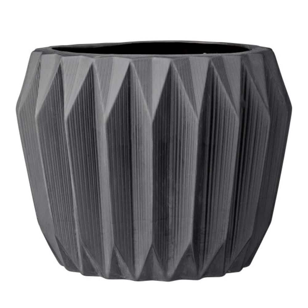 Ceramic Fluted Flower Pot - Black (7") - Storied Home