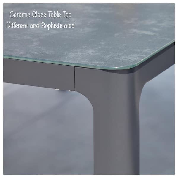 grey glass patio table