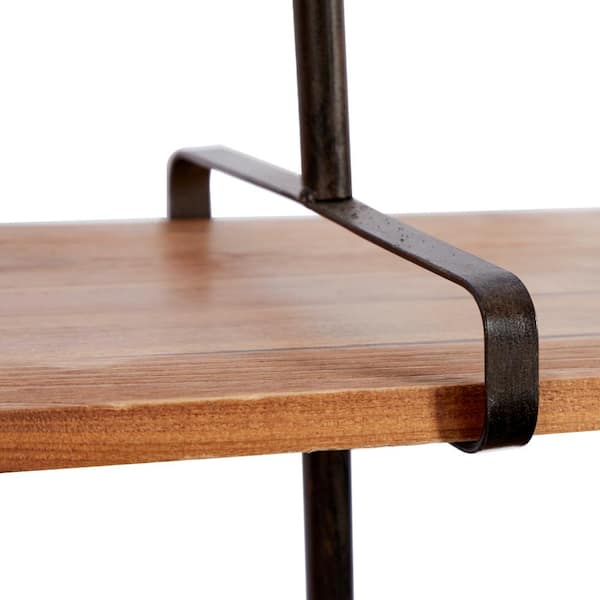 Litton Lane 37 in. x 29 in. Brown 2 Level Wood Wall Shelf Litton Lane 37 in. x 29 in. Brown 2 Level Wood Wall Shelf
