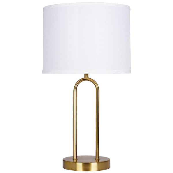 Kenroy Home 20 in. Gold Modern Table Lamp for Living Room with White Linen Shade