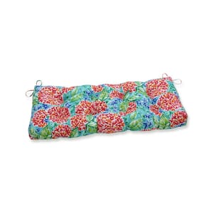 Floral Rectangular Outdoor Bench Cushion in Pink