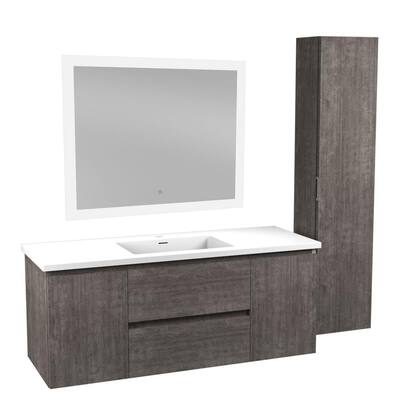 48 in. W x 18 in. D x 20 in. H Single Sink Bath Vanity Set in Rich Gray with Vanity Top in White and Mirror