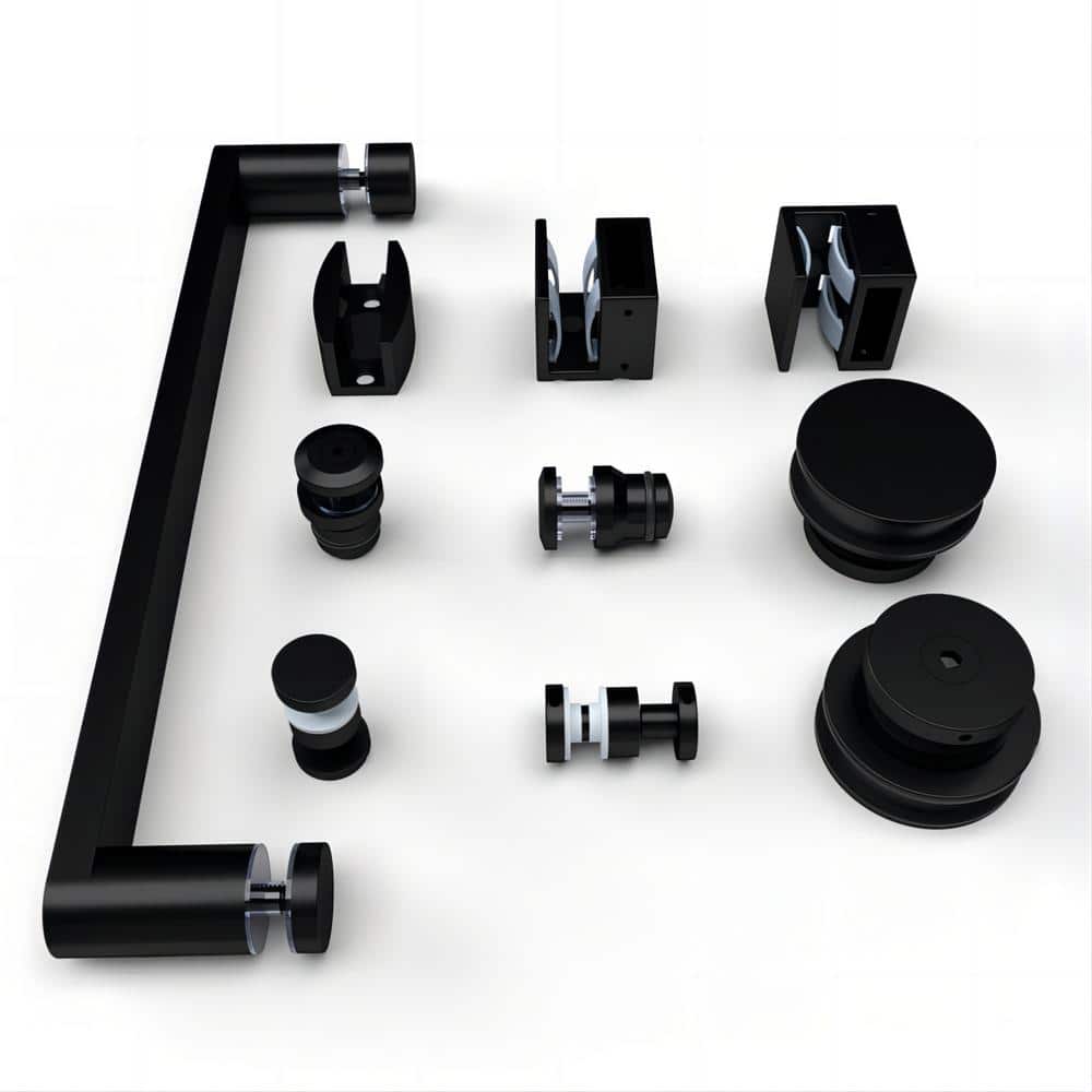 Matte Black Frameless Sliding Shower Door with Clear Tempered Glass