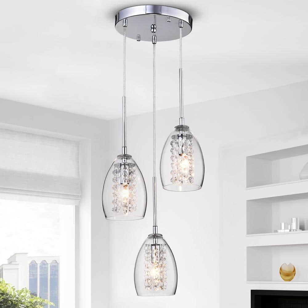 Sophisticated Wine Cup Chrome Pendant with Crystal Accents