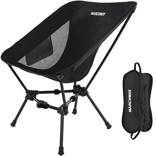 Angel Sar Lightweight Aluminum Folding Camping Chair for Outdoor Hiking, Black