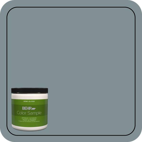 BEHR PREMIUM PLUS 8 oz. #740F-4 Dark Storm Cloud Semi-Gloss Interior/Exterior Paint & Primer Color Sample