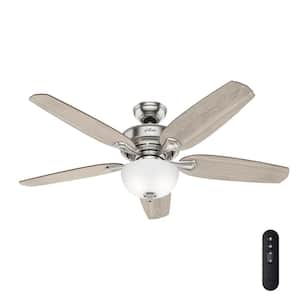 Channing 54 in. LED Indoor Easy Install Brushed Nickel Ceiling Fan with HunterExpress Feature Set and Remote