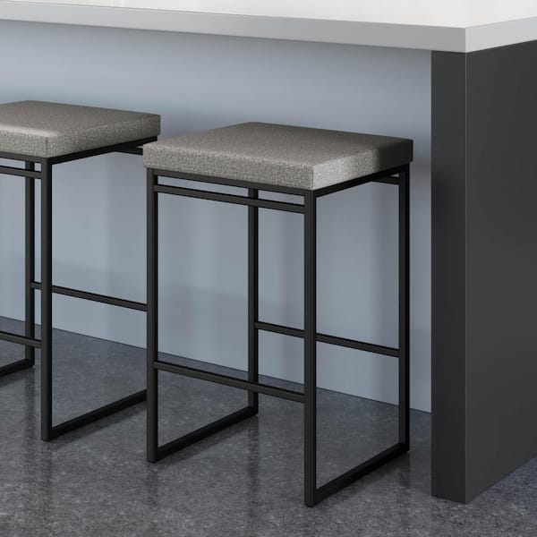 Amisco Easy 26 in. Silver Grey Polyester / Black Metal Counter Stool