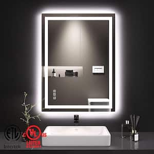 24 in. W x 36 in. H Frameless Rectangular Wall Anti-Fog LED Light Bathroom Vanity Mirror with Backlit and Front Light