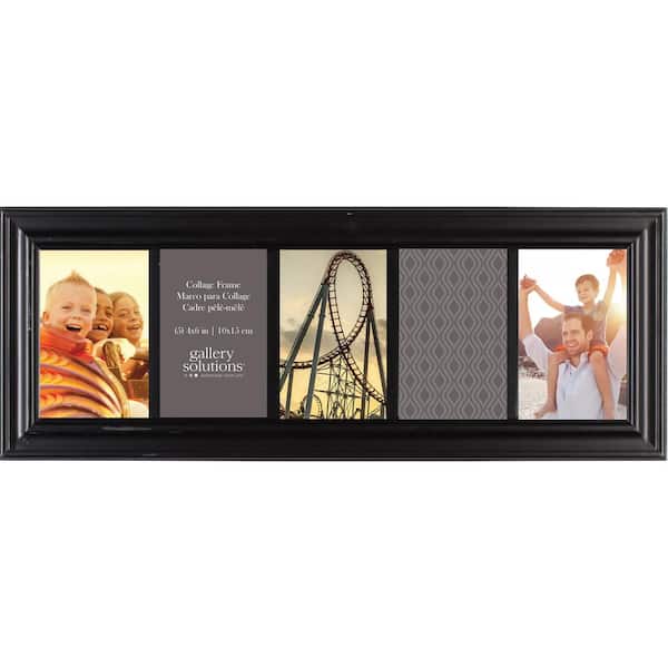 Pinnacle Traditional 5 Opening Collage Picture Frame, Displays Five 4x6 Images, Black