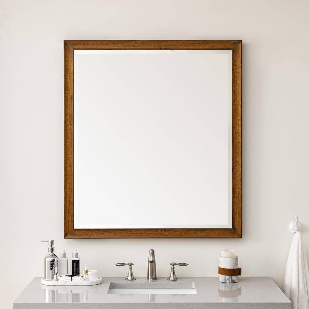 Natural Walnut Rectangular Wood Framed Mirror, 40" x 36"