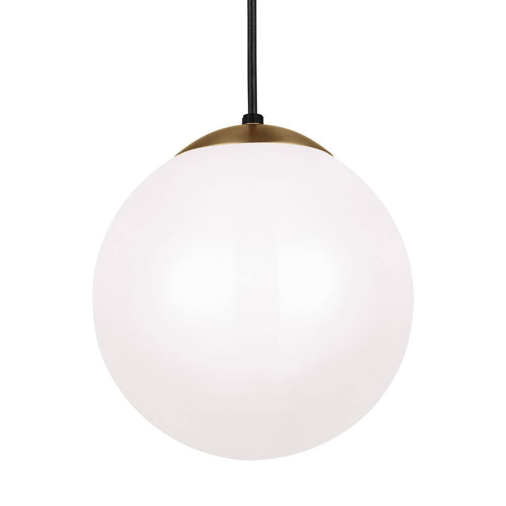 Leo Satin Brass 10" Smooth White Glass Globe Pendant Light