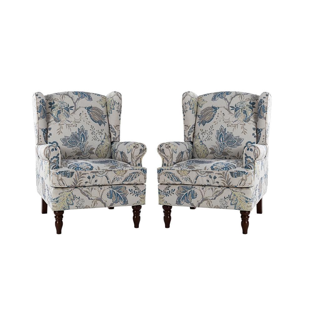 Daunus Blue Traditional Style Upholstered Armchair with Turned Legs (Set of 2) price history on PriceWatchPro