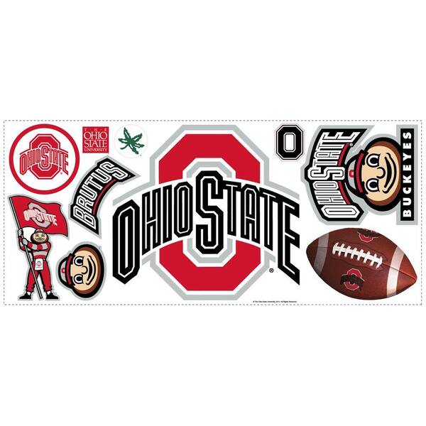 RoomMates 5 in. x 19 in. Ohio State Peel and Stick Giant Wall Decal with Hooks (10-Piece)