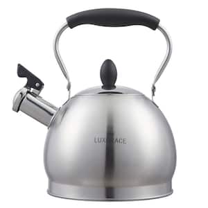 10 Cups Satin Finish Stainless Steel Whistling Tea Kettle with Aluminum Capsulated Bottom for Fast Boiling Heat Water