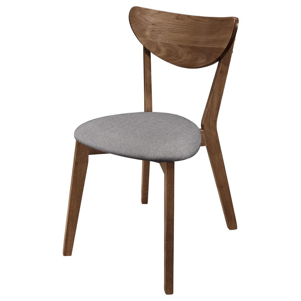 Gray and Natural Walnut Upholstered Low Side Chair