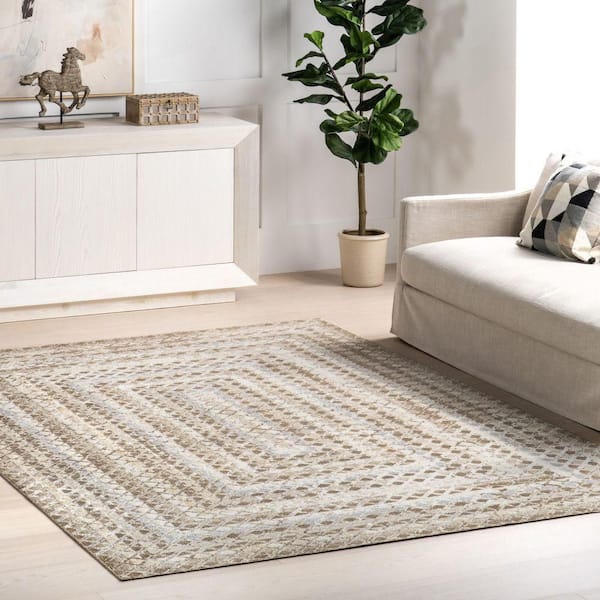 Carley Machine Washable Beige 7 ft. x 9 ft. Goemetric Area Rug