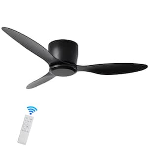 52 in. Smart Indoor/Outdoor Ceiling Fan in Black with Reversible DC Motor and Timer and Remote