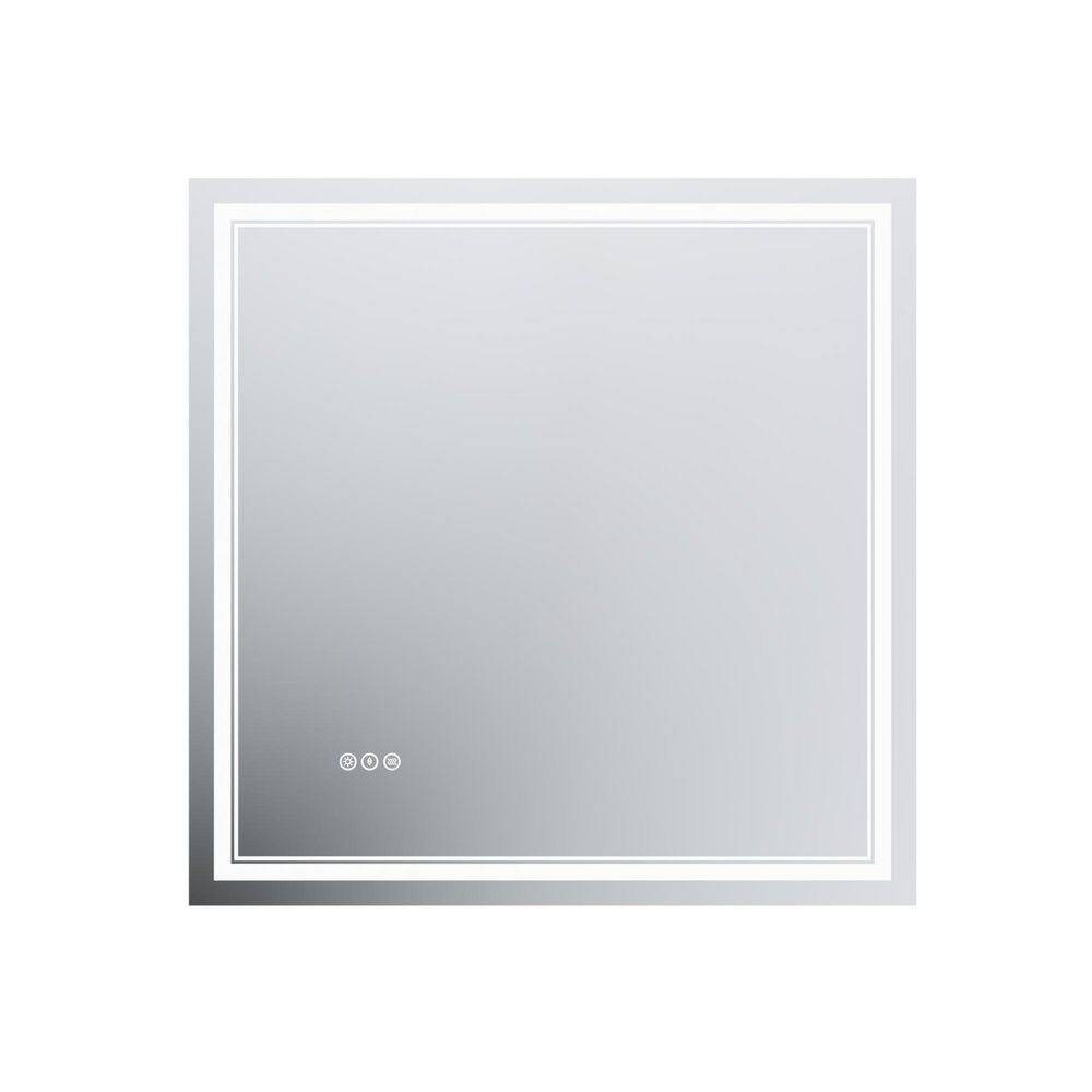 36 in. W x 36 in. H Aluminum Square Frameless LED Defogging Wall Bathroom Vanity Mirror in Silver, Tempered Glass price history on PriceWatchPro
