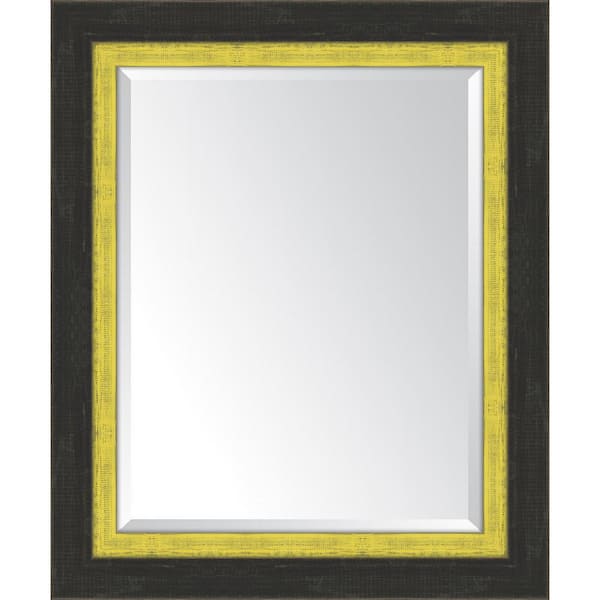 Melissa Van Hise Medium Rectangle Slate Black/Yellow Beveled Glass Classic Mirror (30 in. H x 36 in. W)