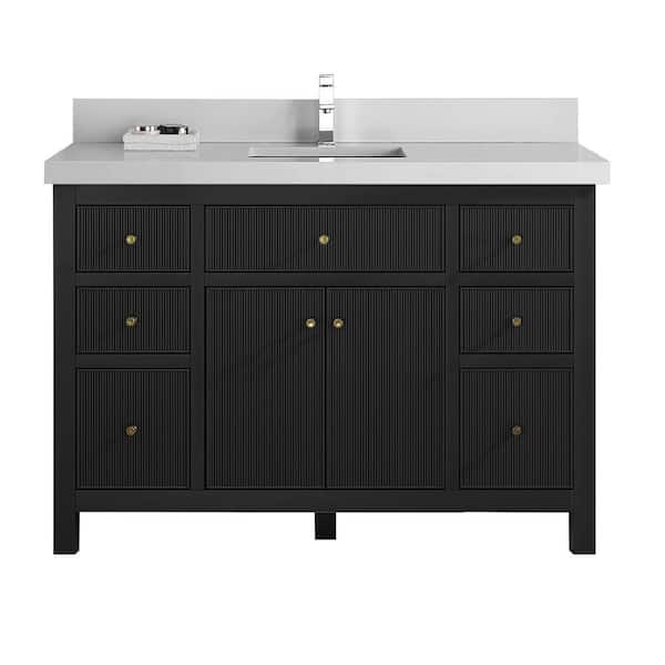 Willow Collections Sonoma 48 in. W x 22 in. D x 36 in. H Bath Vanity in Black with 2 in. Carrara Quartz Vanity Top