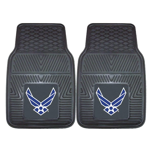FANMATS U.S. Air Force Black Heavy Duty 2-Piece 18 in. x 27 in. Vinyl Car Mat