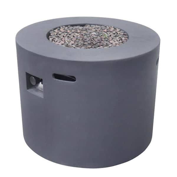 31.1 in. W x 24.5 in. H Round Metal Propane Burning Outdoor Fire Pit in Dark Grey