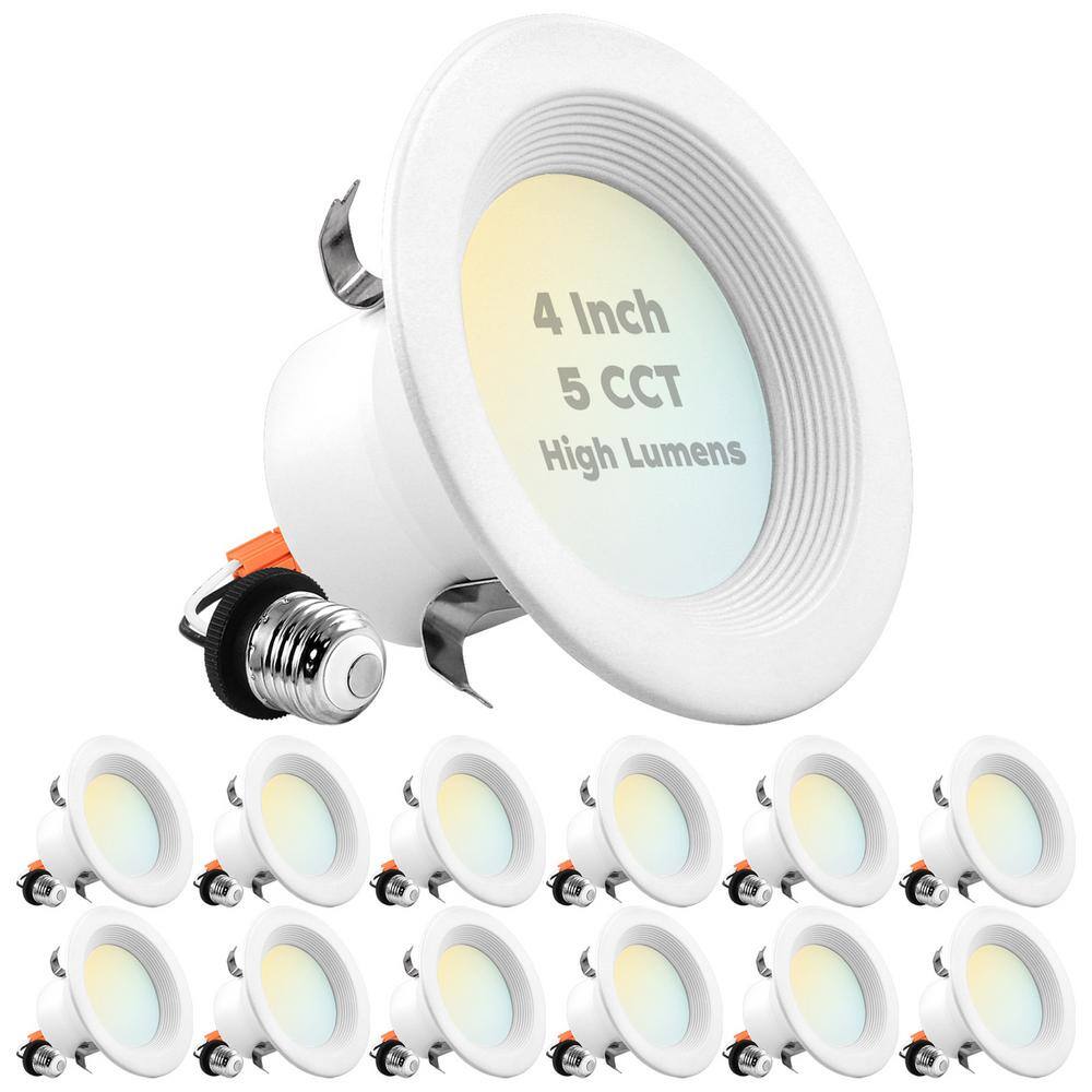 4-Inch White Aluminum LED Recessed Can Light Set