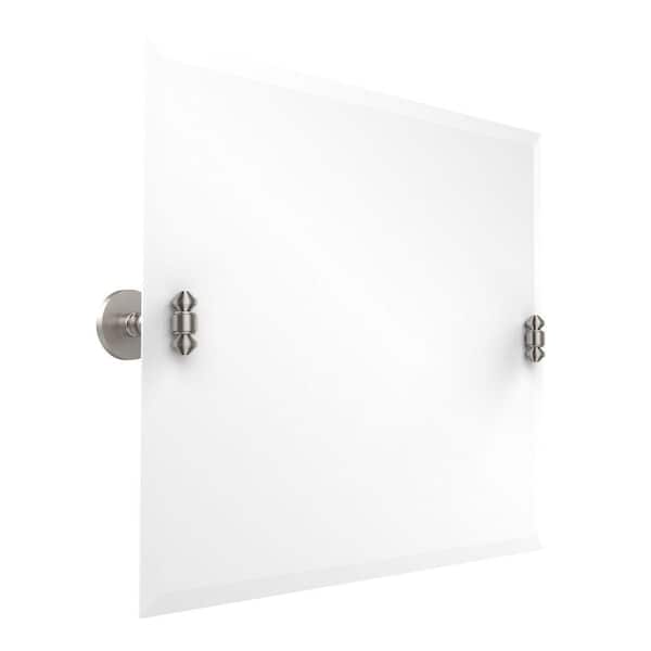 Allied Brass South Beach Collection 26 in. x 21 in. Rectangular Landscape Single Tilt Mirror with Beveled Edge in Satin Nickel