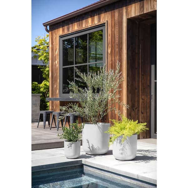 Mason Series Kona Round White Plastic Planter Bundle (10 in., 15 in., 20 in. )