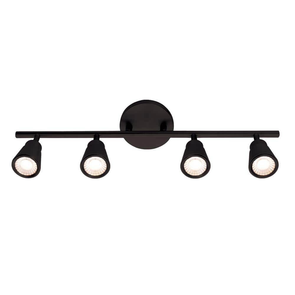 Solo 36'' Black LED Track Light with Clear Glass Shades
