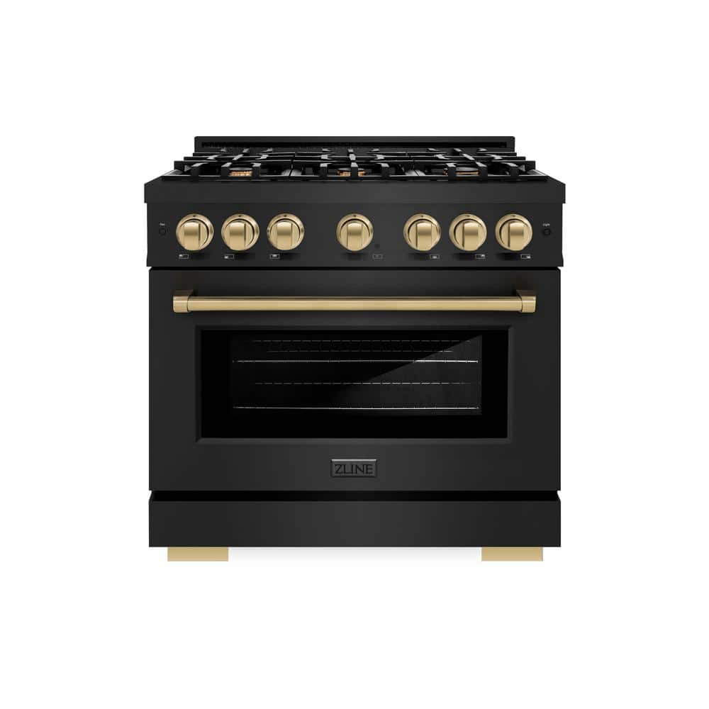 Select 36 in. 6-Burner Gas Range with Gas Convection Oven in Black Stainless Steel and Champagne Bronze price history on PriceWatchPro