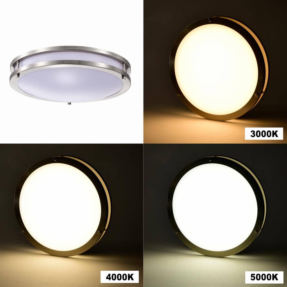 Elegant Brushed Nickel 15.75" LED Flush Mount with Adjustable Color Temperature