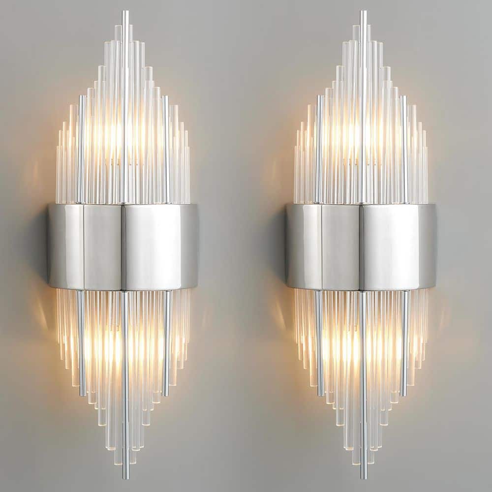 Home Lighting 7.87 in. 2-Light Chrome 2-Pack Modern Wall Sconce Vanity Light for Bedroom Mirror Living Room price history on PriceWatchPro