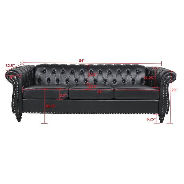 Seafuloy 84 in. Rolled Arm 3-Seater Nailhead Trim Sofa in Seafuloy 84 in. Rolled Arm 3-Seater Nailhead Trim Sofa in