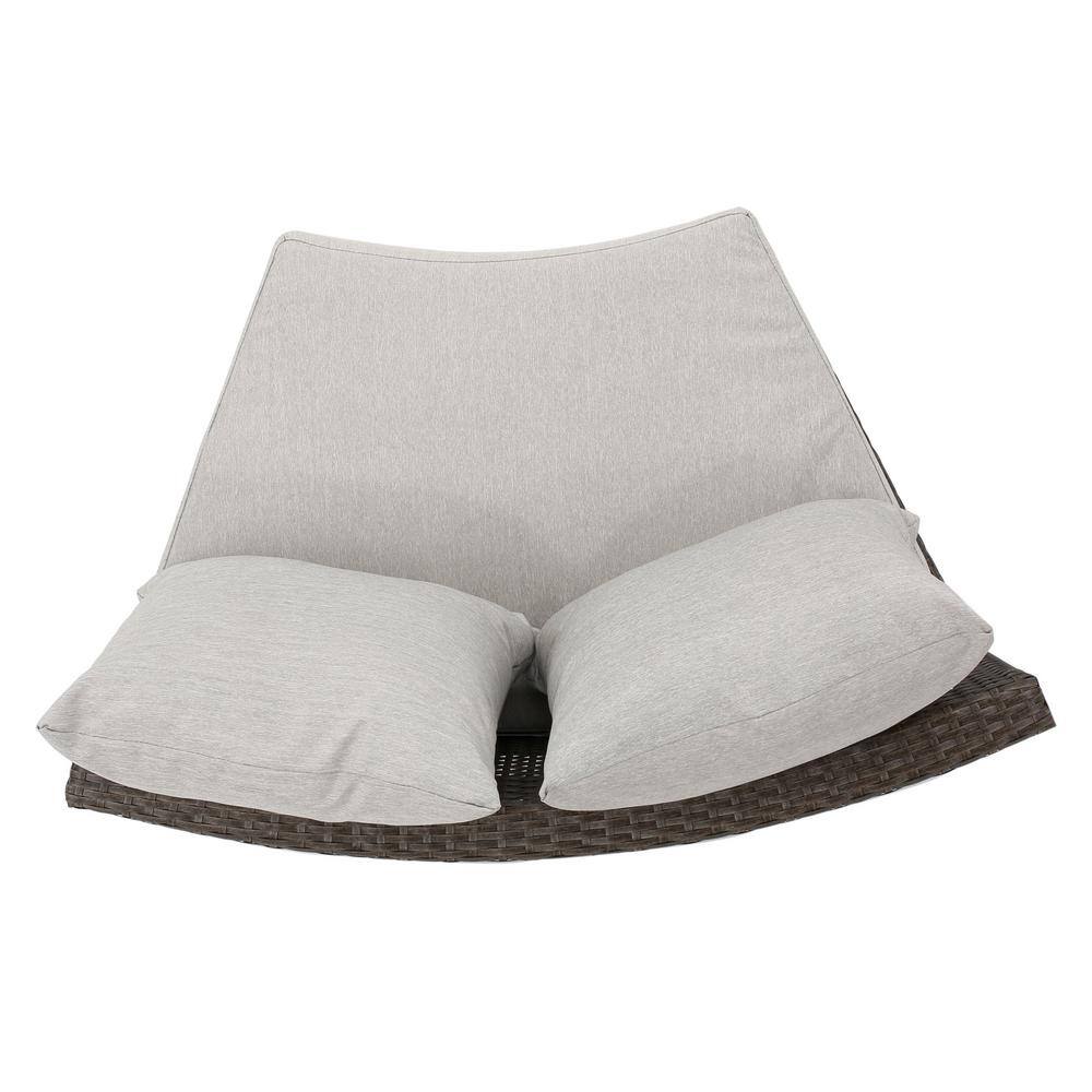 Adelina Brown Wicker Sectional Loveseat with Ceramic Gray Cushions