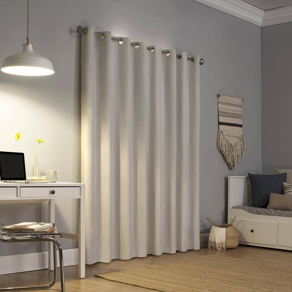 White 50x108 Polyester Blackout Grommet Curtain Panel