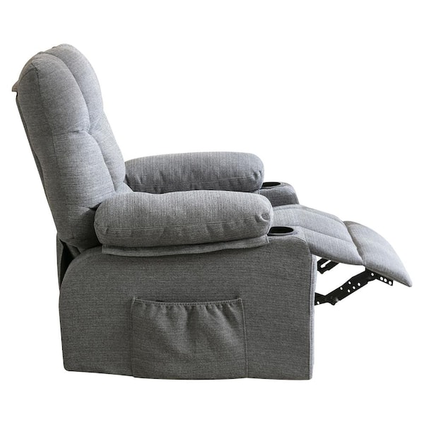 Ottomanson Recliner Chair for Adults, Gray, Easy Assembly, Living Room  Chairs, Manual Recliner with Cupholders and Back Support PRD-RC-13 - The  Home Depot