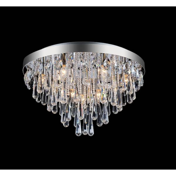 CWI Lighting Vast 10 Light Flush Mount With Chrome Finish
