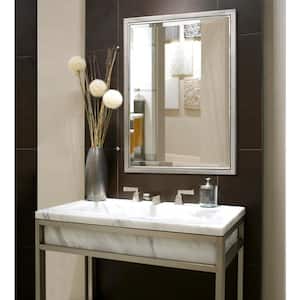 24 in. W x 30 in. H Framed Rectangular Beveled Edge Bathroom Vanity Mirror in Brush nickel with chrome inner lip
