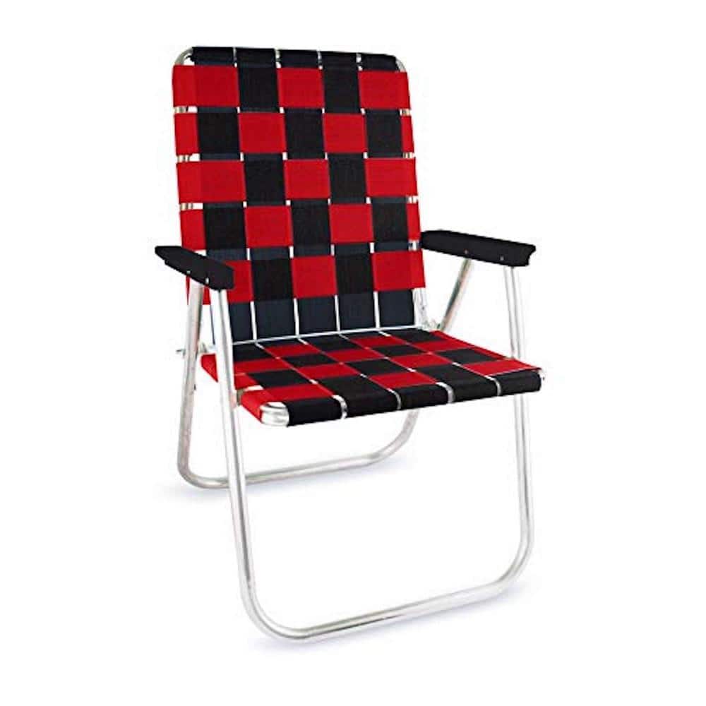 Durable Black And Red Aluminum Lightweight Stackable Folding Lawn Chair