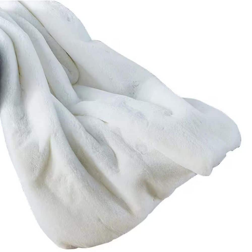 50 in. x 60 in. White Modern Decorative Throw Blanket-Soft Polyester Comfor