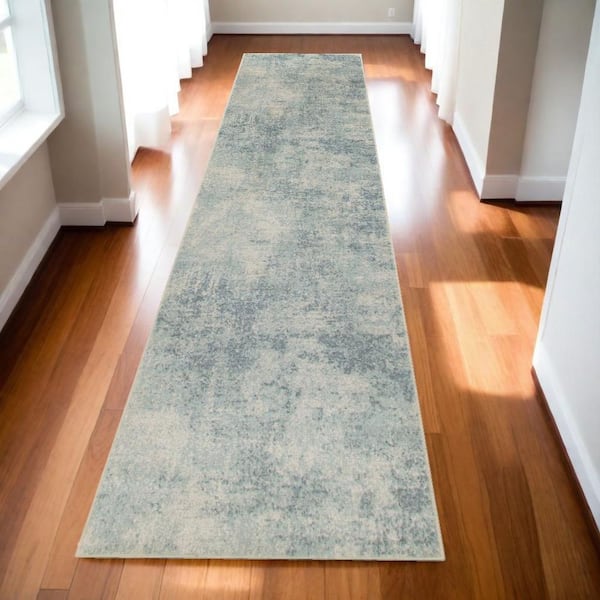 2 X 10 White Abstract Washable Area Rug Runner Rug