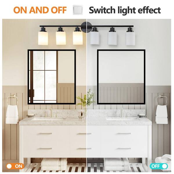 Jushua 38.6 in. 6-Light Vanity Bathroom Mirror Light, Frosted