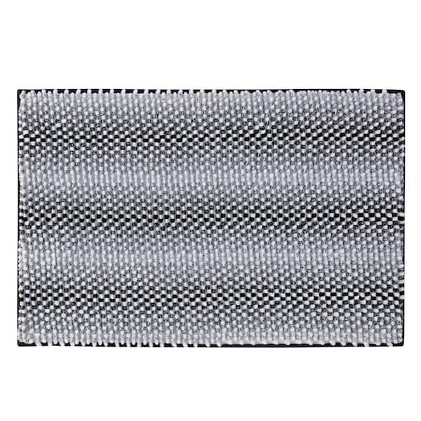 VCNY Home Memory Foam 20 in. x 30 in. Black Heathered Stripe Polyester Rectangle Bath Rug
